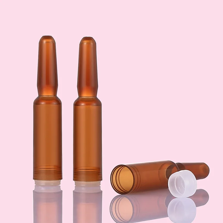 Custom amber mini 1ml 2ml dropper skin care bottles beauty salon use injection essential oil empty plastic essence ampoule