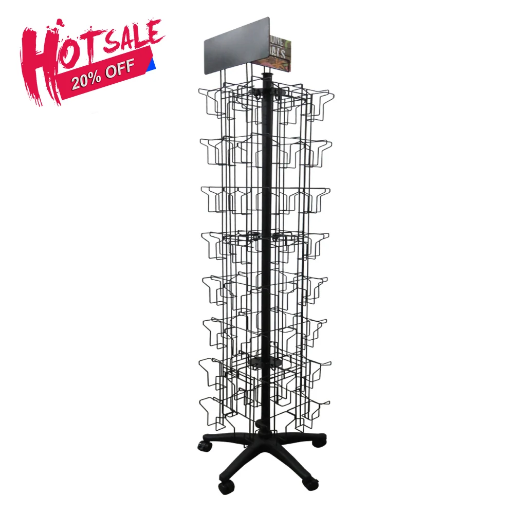 Custom Rotating Display Stand Postcard Stands Retail Hanging Greeting Card Display Rack Greeting Card Display Stand with Hooks