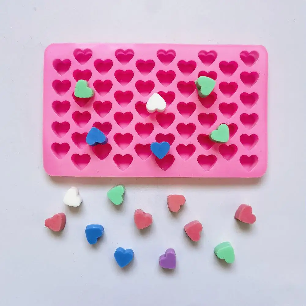 55 Heart Sweet Moulds Mini Candy Molds Love Heart Mold Silicone Moulds For Chocolate Soap Ice Cube Tray Jelly Melts Gummy Diy