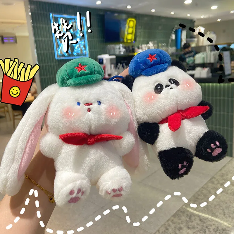 Customized New Plush Toy Backpack Hanger Key Chain Panda Rabbit Doll High Quality Embroidered Key Chain
