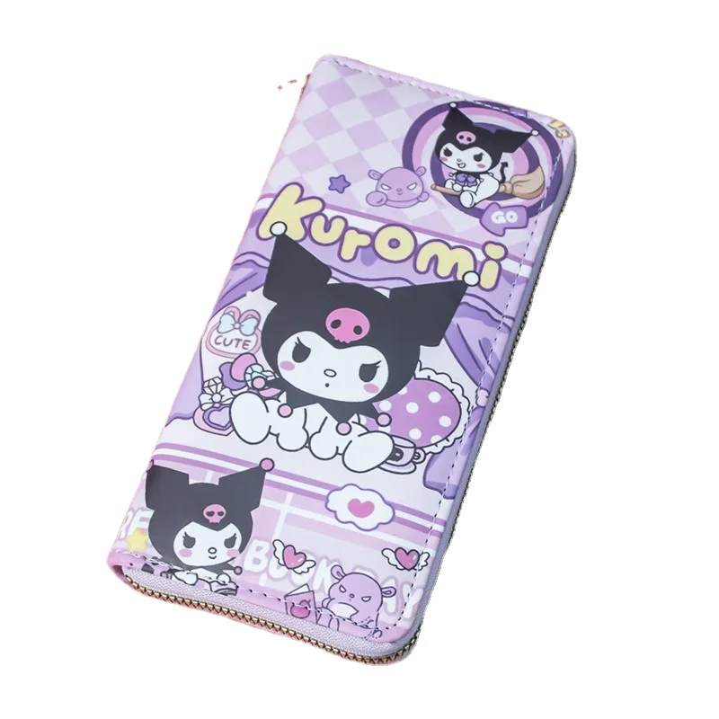 Лидер продаж Новое поступление милый детский кошелек Kuromi с мультяшным принтом студенческий слот для карт мульти-отсек Длинный монет на молнии