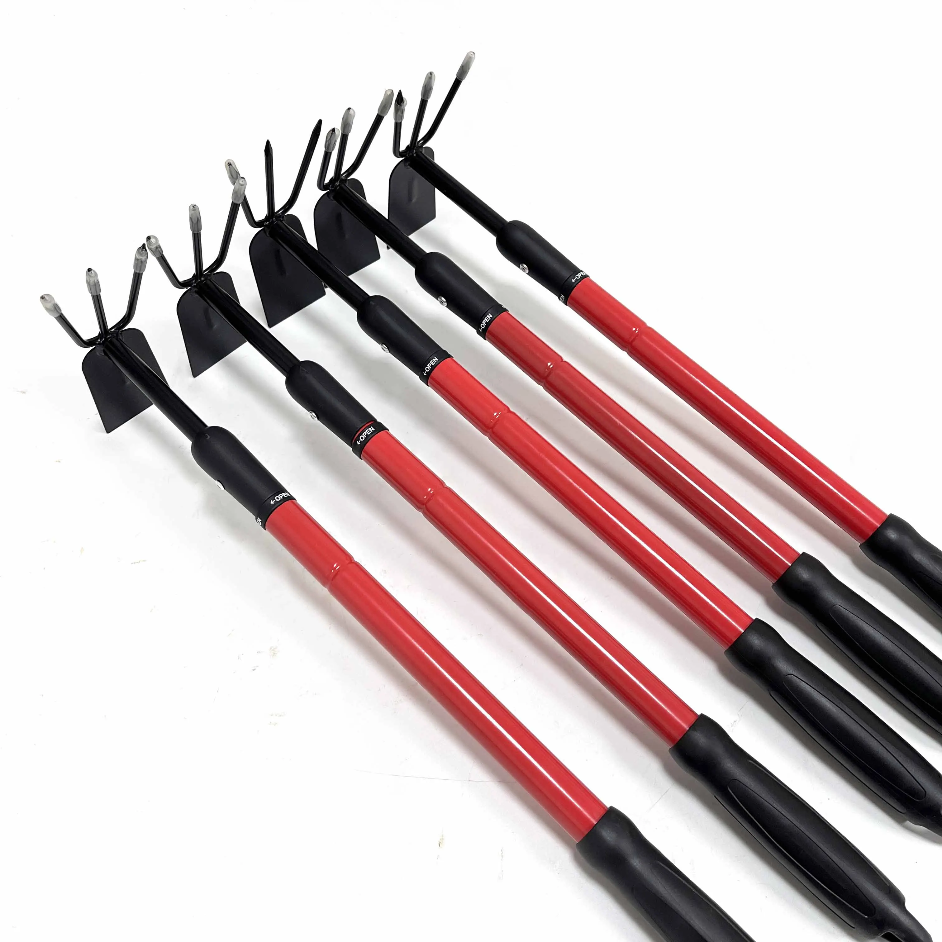 Portable retractable dual-use rake red rod with comfortable non-slip grip Gardening tool for planting flowers and turning soil