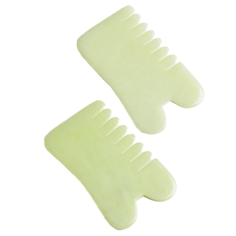 Xiuyan Jade Nature Stone Guasha Comb Jade Gua Sha head Massager Jade Guasha Scraping Massage Comb For Relax