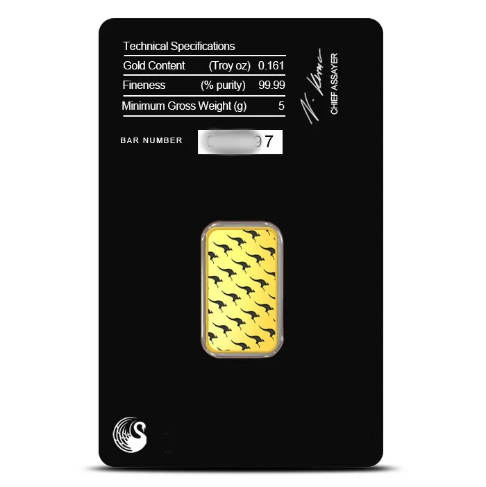 Pure 5 Gram Gold Bullion Blister Pack Sealed Security Pet Gold Bar Collectible Tamper-Evident Certicard