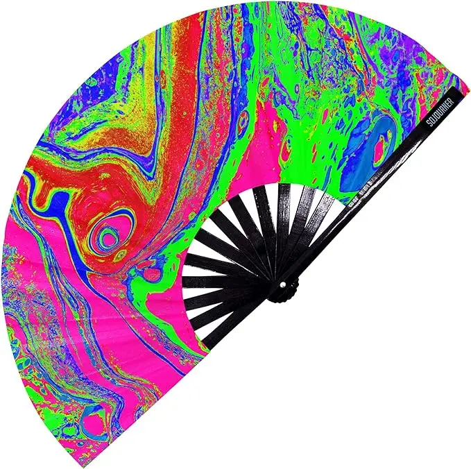 Wholesale Chinese Custom Bamboo Printed Fabric Bamboo Fan Folding Paper Fan Hand Fan for Favors Gift