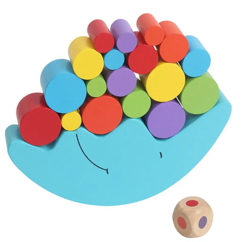 Building Block Toys Children Early Education Puzzle Stack Tower Wood Balance Board Wooden Moon Balance Game