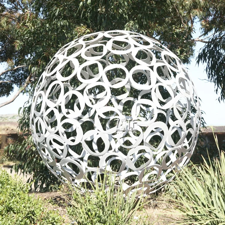 Outdoor large abstract metal stainless steel decorative golf ball sculpture