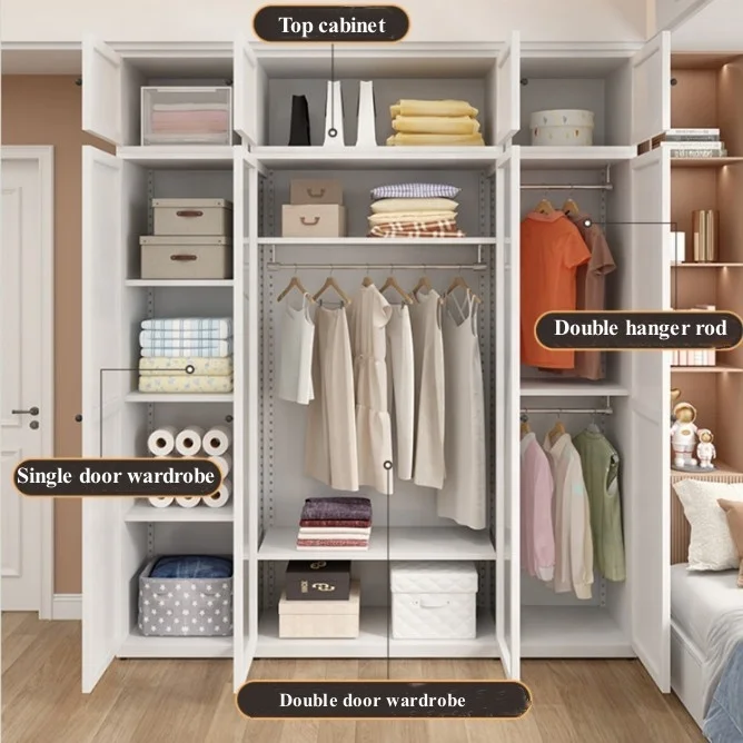 Modern 2 swing door metal locker with round ball handle bedroom furniture clothes wardrobe closet for living room use