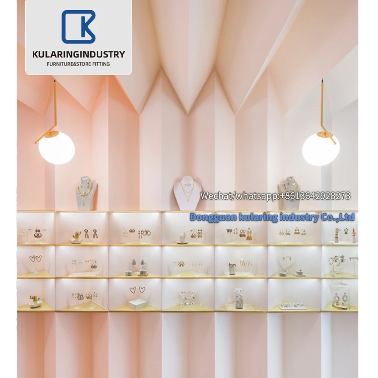 Luxury Wooden Glass jewel Display Cabinet And Showcase For Jewelry Store Decoration Jewellery Shop Furniture Design