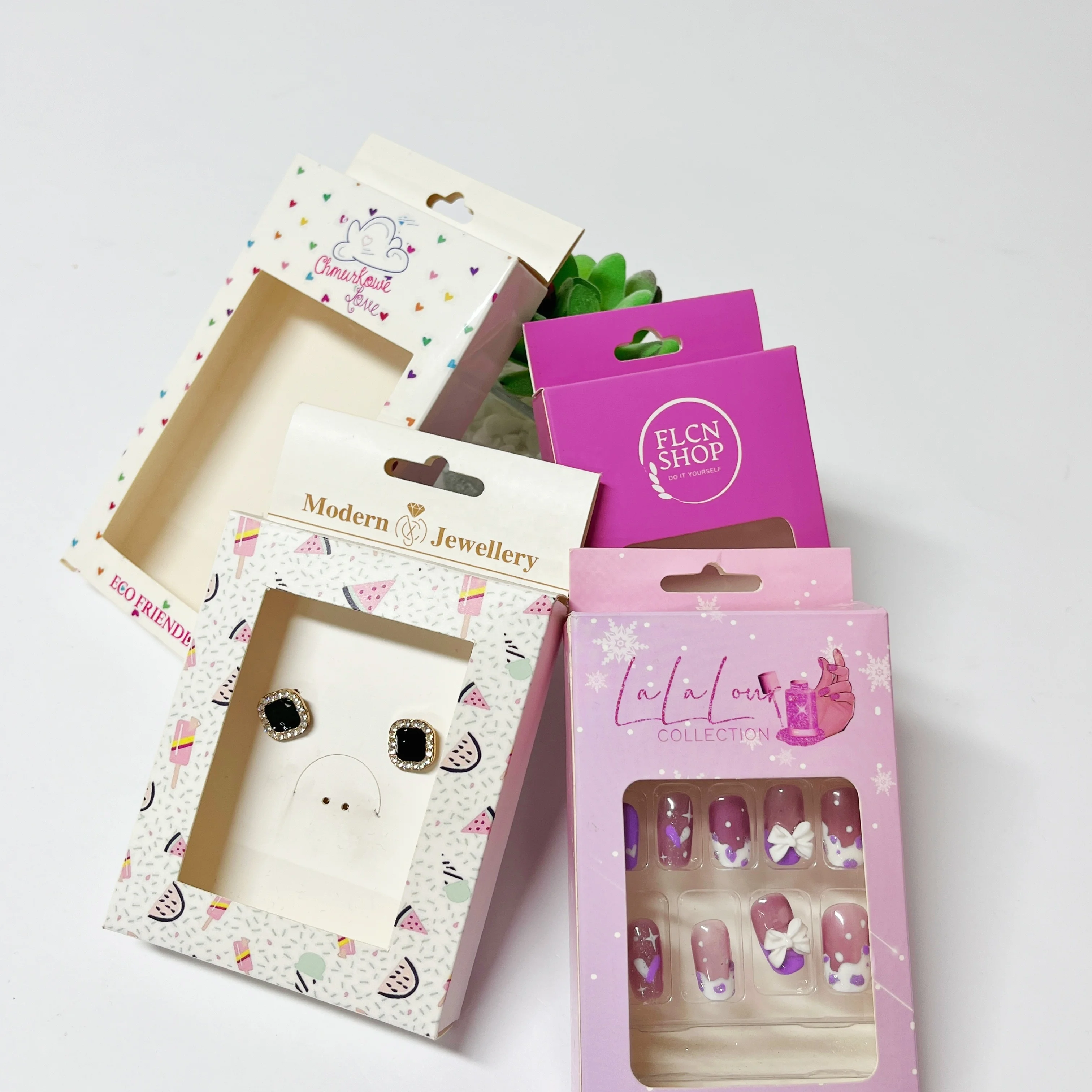 Custom Colorful Logo Cardboard Packaging Box Hair Extensions Packaging Box With PVC Windows