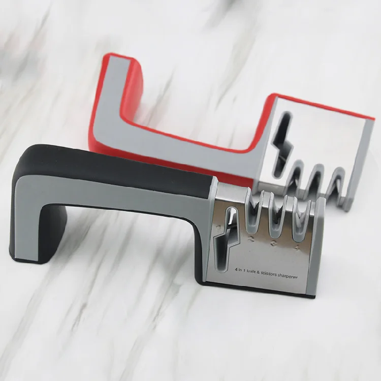 2024Multifunction Kitchen Knife Sharpener 4 in 1 Sharp Knives and Scissor Sharpener 4 Stages Professional Manual Sharpening Tool