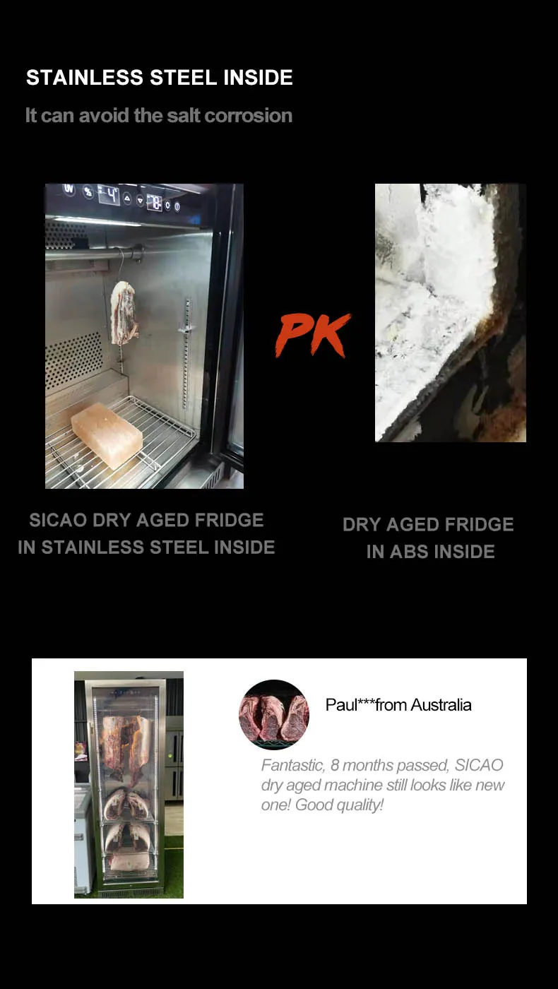 best dried age beaf ham and chees chamber clear glass door air purify charcoal filter cooler appliance 