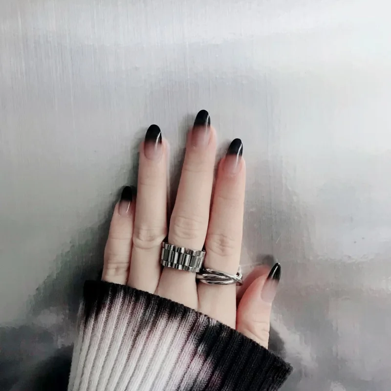 S128 Pre Glued Artificial Acrylic Nails For Girls Glue False Nails 24Pcs Artificial Fingernails