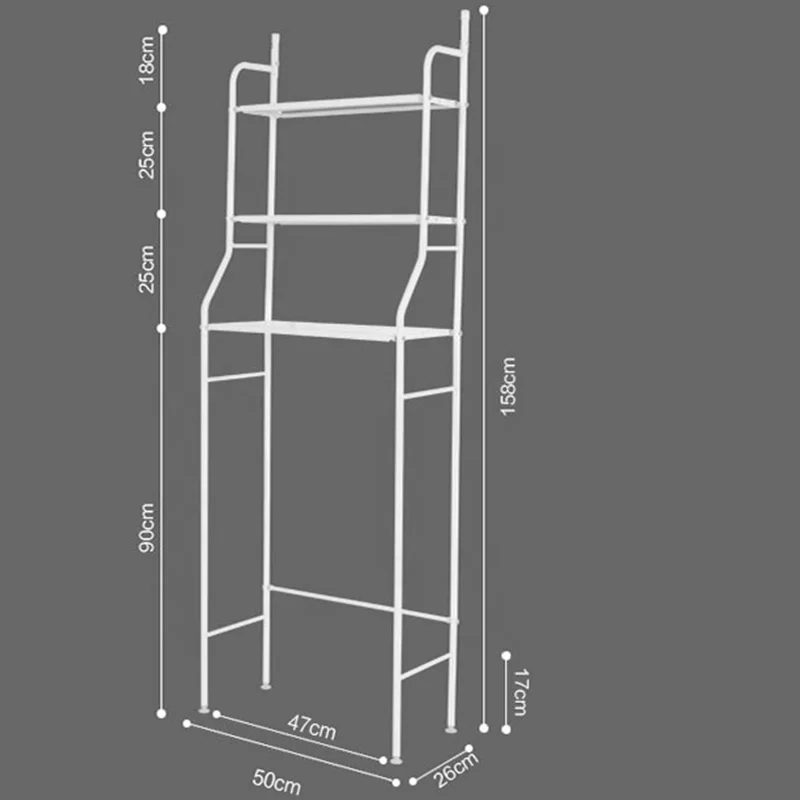 Cheap Triple Tier Floor metal steel tube pipe storage bathroom toilet rack