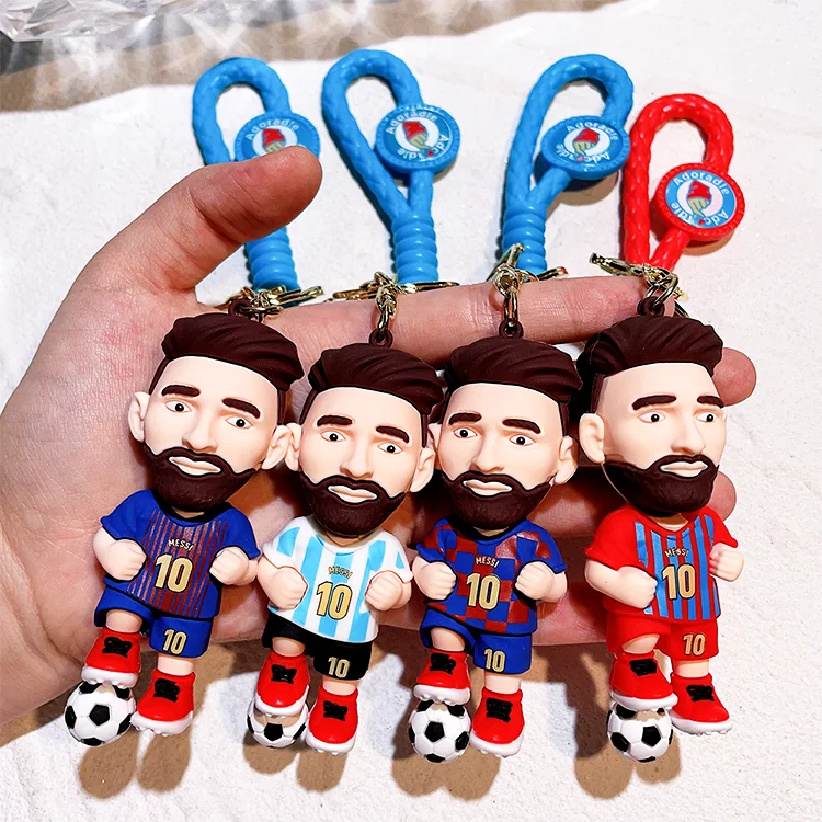 Latest Style design cartoon character inter miami cf messi jersey rubber keychains with wristlet