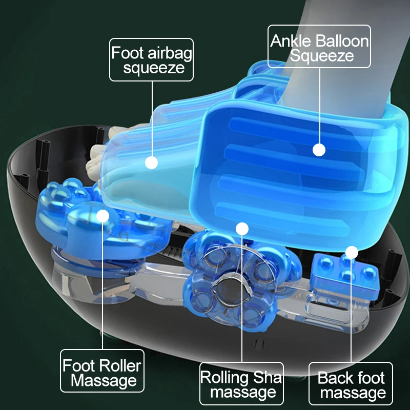 3D Electric Airbags Roller Vibrating Foot Massage Machine Shiatsu Kneading With Air Pressure And Heating Foot Massage