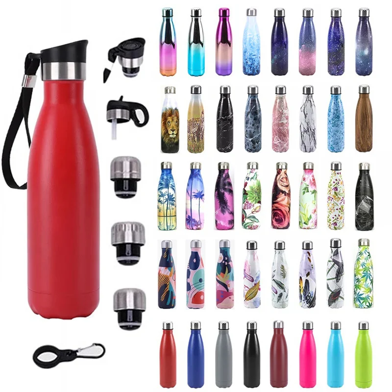 Wholesale 500ml 750ml matte black reusable stainless steel vacuum insulated metal thermal water bottle with custom logo