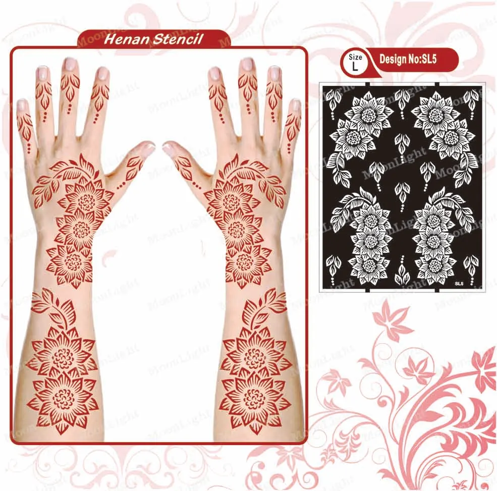 Large Size Temporary Tattoo Stencils Indian Arabian Henna Tattoo Stencils Glitter Airbrush Tattoo Stickers for Women   Girls