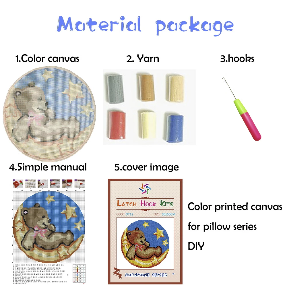 2024 Pop Handmade 20 Inches Diy Cushion Carpet Mat Horse Latch Hook Rug Making kits Embroidery for Adults