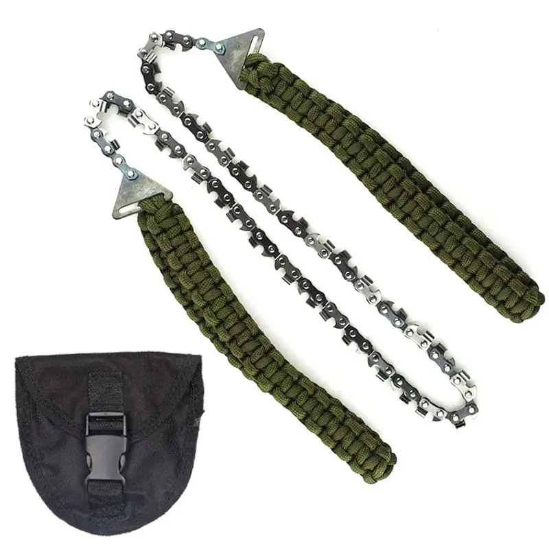 Pocket Chainsaw Folding Chain Hand Saw Paracord Handle Foldable Outdoor Tool Saw Tooth Camping