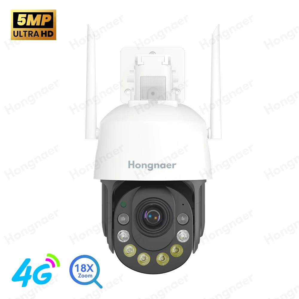 Hongnaer EU 4G SIM Card 5mp 36x Zoom Icsee Double Lens Wifi Camera Speed Dome Network Ptz Wireless Ip Outdoor Camera