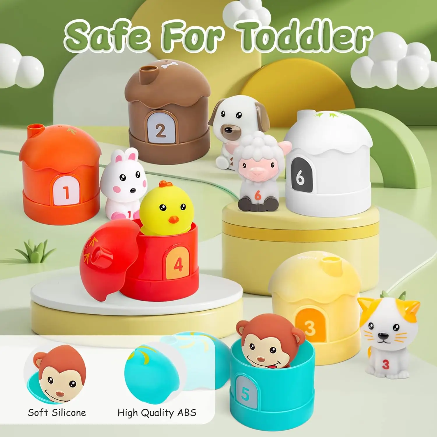 12 PCS Farm Animals Set Toys Learning Farm Animal Toys Counting &Matching Baby Educational Toys Montessori for Kids Toddlers