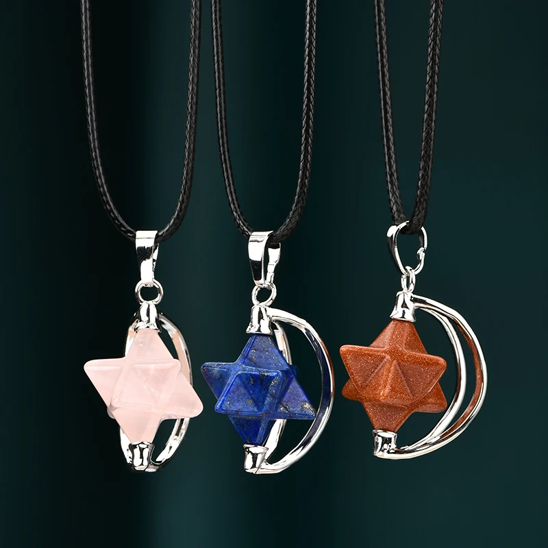 High quality rotational merkaba pendant Chakra Reiki amethyst Lapis Star Pendant meditation spiritual healing crystal pendant