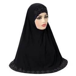 Adult Malaysian Ready to Wear Turban Jilbab Khimar Hot Diamond Plain Ladies Muslim Women Kerudung Instant Hijabs Tudung