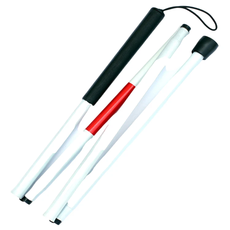 China wholesales of folding aluminum white cane for blind people walking stick