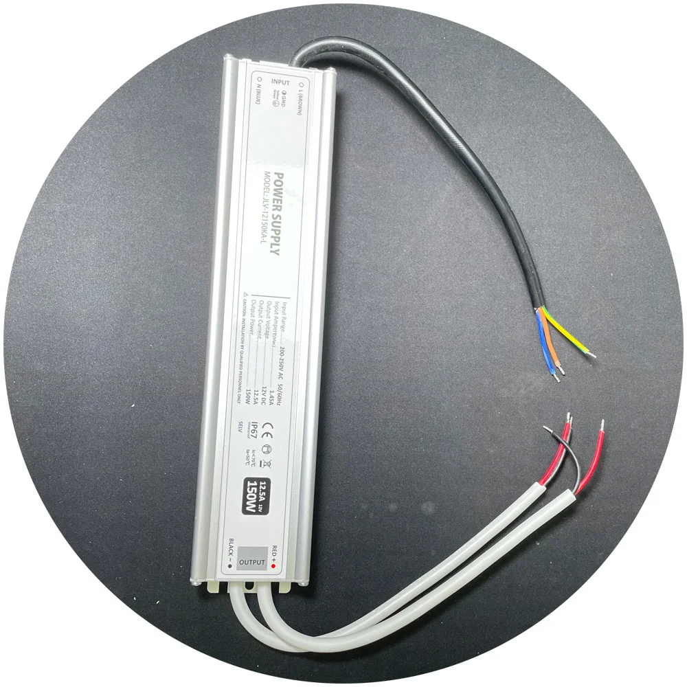 JLV outdoor waterprproof IP67 dc12v 150w dc24v constant voltage led power supply