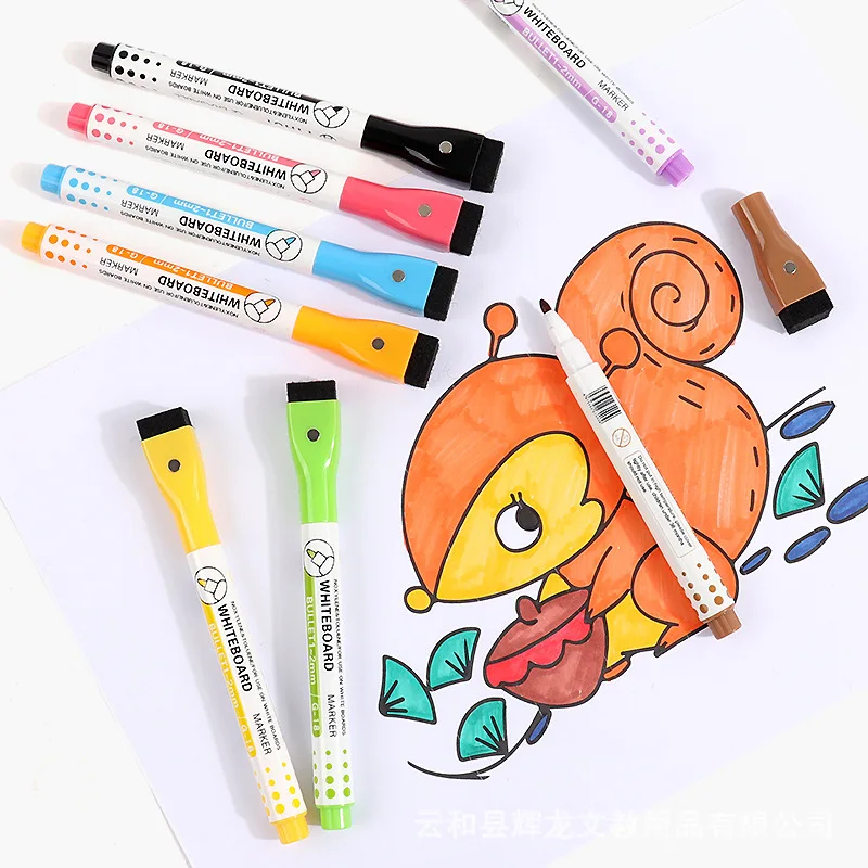 Magnetic Whiteboard Marker Pen Fine Tip Erasable White board Pens Water Based colorful marker set with eraser