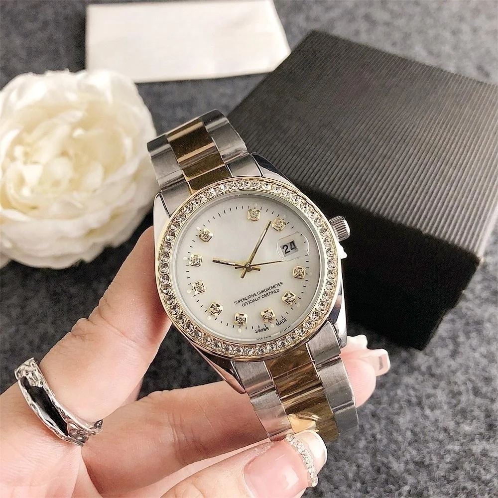 Hot Sale Gold Diamond Stainless Steel Custom Men Business Wrist Watch Arabian Ladies Quartz Watches for Women