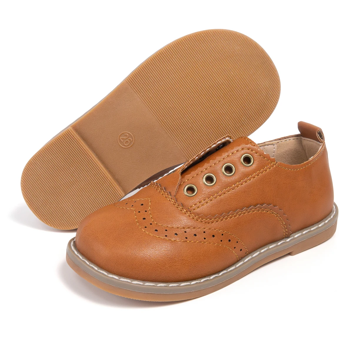 Vintage-Inspired Brogue Shoes For Kids Non-Slip Leatherette Oxford Shoes