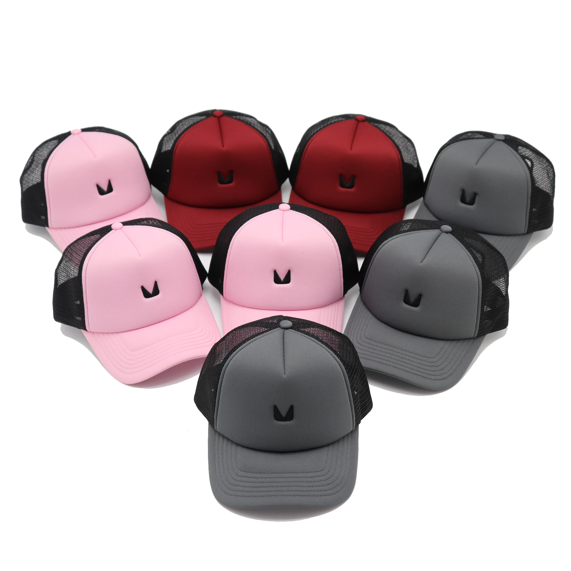 3D Embroidered Logo 5 Panel Polyester Mesh-Back Custom Foam Trucker Hats Caps