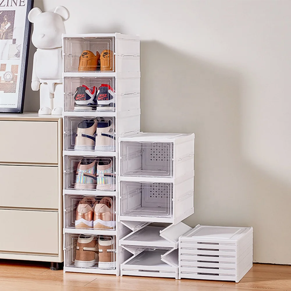 Installation free folding shoe cabinet shoe storage box with clear door Shoe rack