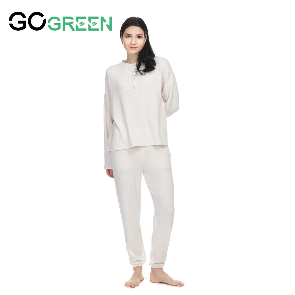 Classic Fashion Close-fitting Long Sleeve Homewear Fleece 2 Pieces Pajama Set