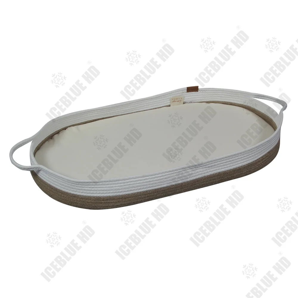 ICEBLUE Low MOQ Fast Delivery Jute Woven Rope Large Baby Changing Basket Crable Crib with Foam Mattress Pad