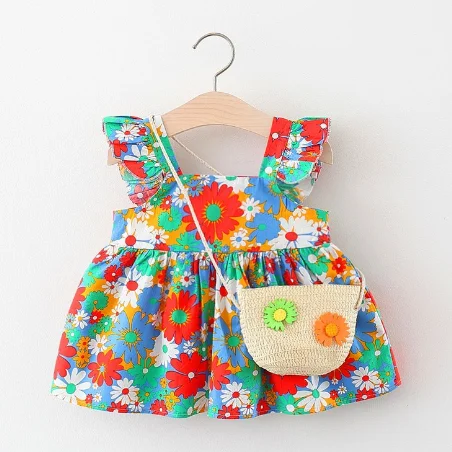 high quality fly wing girls dresses summer dress for baby girl kids girls dresses