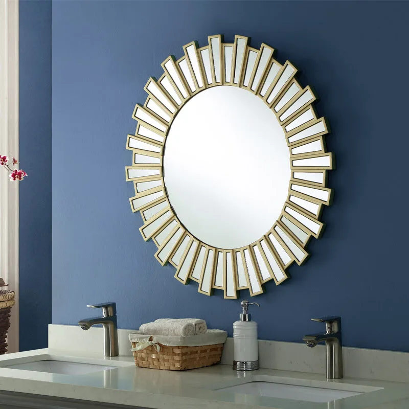 
HD glass frame venetian round mirror wall Home Decoration Interior Wall mirror for Bathroom 