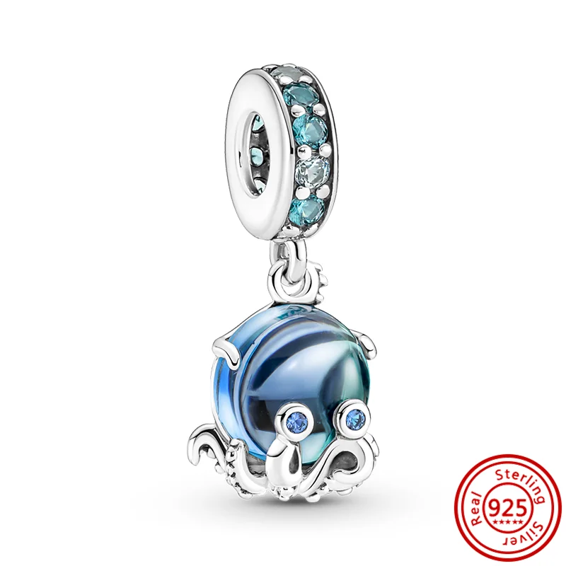 New S925 Sterling Silver charm Beads Strawberry Lemon Octopus Milk Tea Pendant Pan charm DIY Bracelet For women Jewelry gifts
