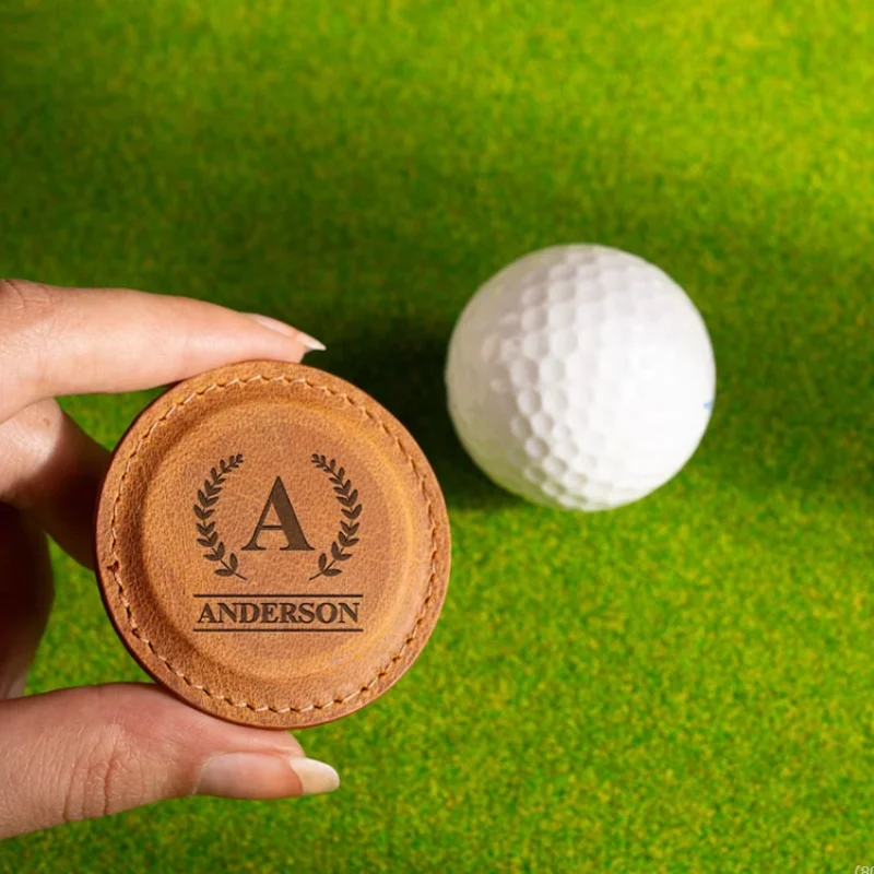 Personalized Golf Ball Markers Leather Magnetic Ball Marker Golf Accessories Gift for Men Golfers