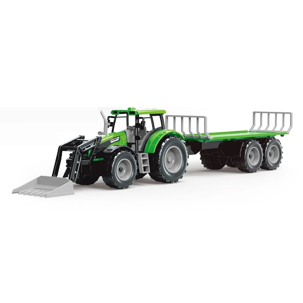 Simulation Farm Tractor Truck Model Inertia Farm Car Toys With Trailer