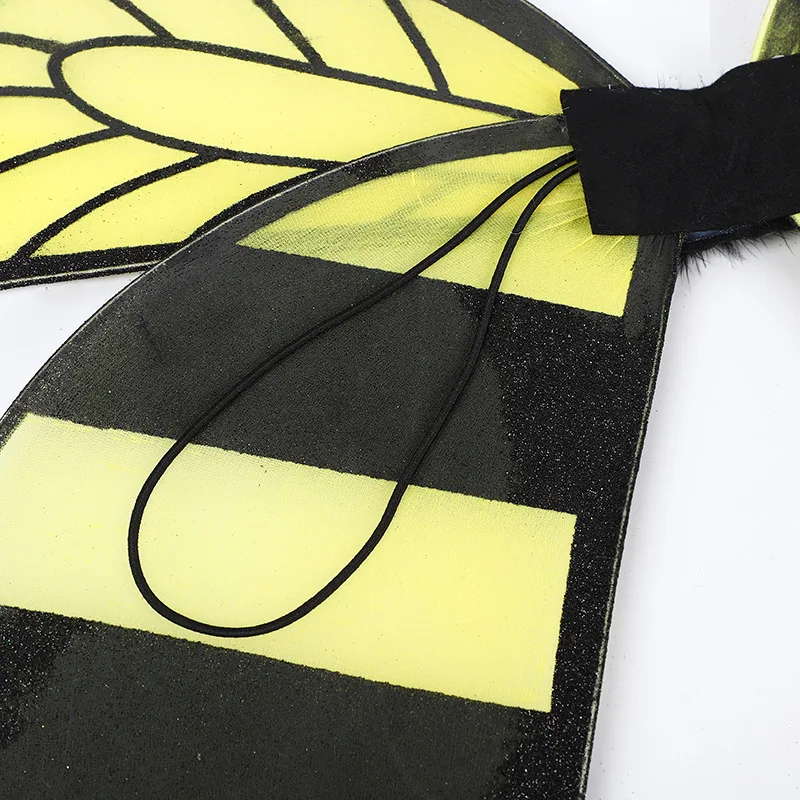 Hot Sale Bee Cosplay Wing Costume Bumblebee Wings for Kids Honeybee Fancy Dress Up Yellow Holiday Birthday Party Decorations