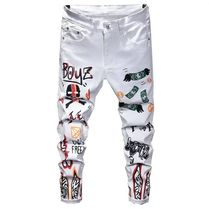 Wholesale White Jeans Outfit Men White Jeans Fabric Stylish Jeans For Men
