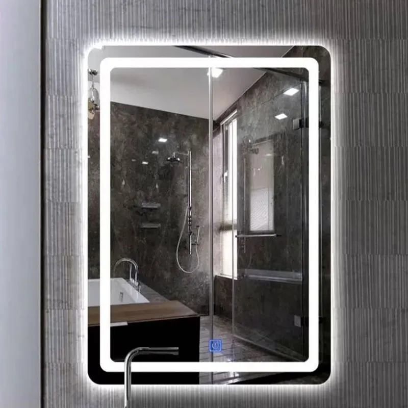 Home luxury frameless round backlit led lighted bathroom smart bath mirror