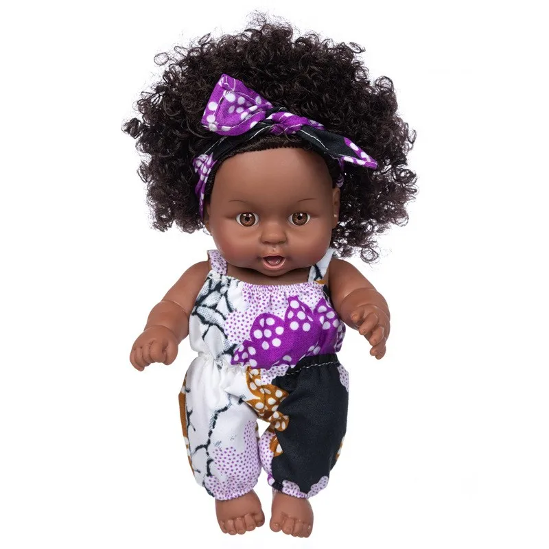 8inch 20cm African Reborn black dolls Silicone Baby Doll toys girls cute small dolls toys kids children
