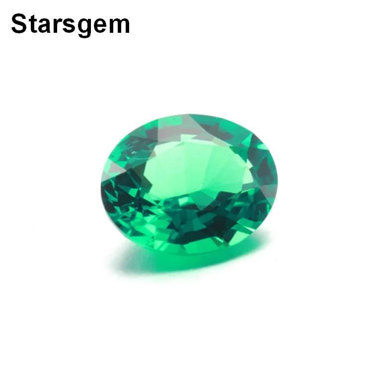Starsgem Oval Cut Columbian Green Sapphire Stone Lab Grown Emerald hydrothermal emerald Gemstone