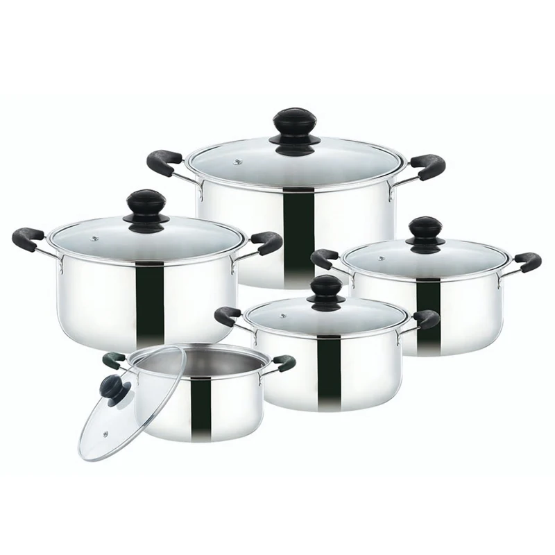 Wholesale Southeast Asian stainless steel cookware Pot baja tanpa beku soup pot Sopa palayok kitchenware pot set