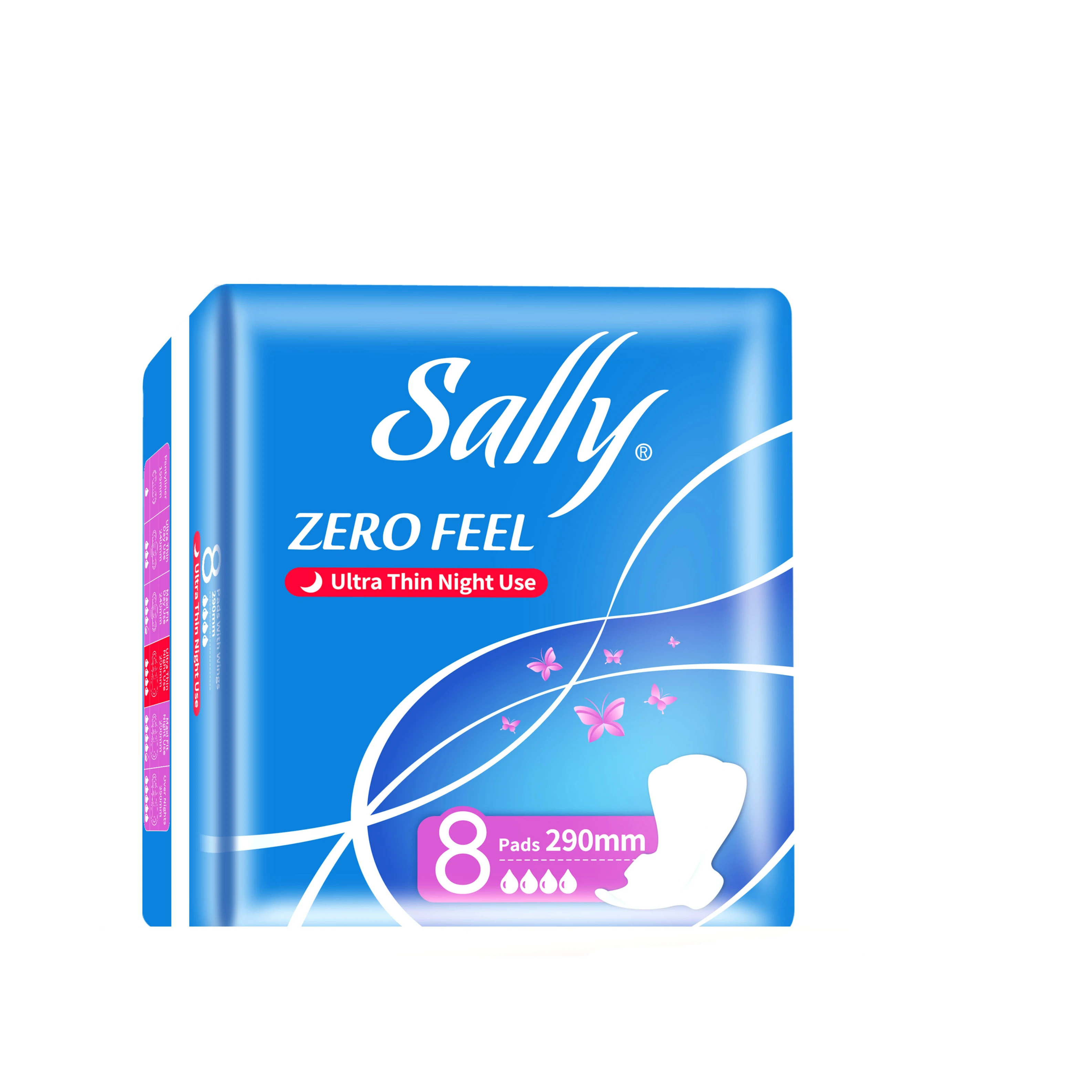 Sally OEM ODM White Biodegradable Menstrual Pad Organic Cotton Sanitary Napkin