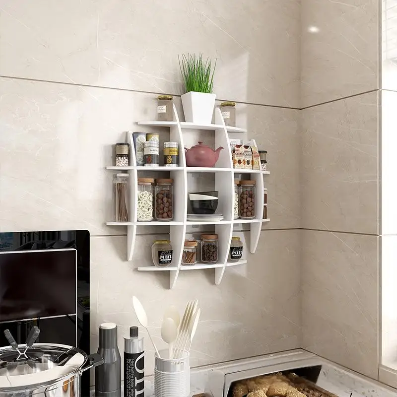 Modern Multistyled Heavy Duty Wall Hanging Shelves Kitchen Storage Shelf Wall Plastic Storage Racks
